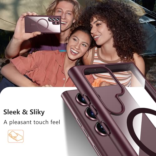 Hensinple for Samsung Galaxy S22 Ultra Case Magnetic, Galaxy S22 Ultra Phone Case [Compatible with Magsafe], Clear Hard Back Slim Shockproof Magnetic Cover Case 6.8 Inch, Burgundy - color: Burgundy-S22 Ultra, size: Galaxy S22 Ultra 6.8 inch