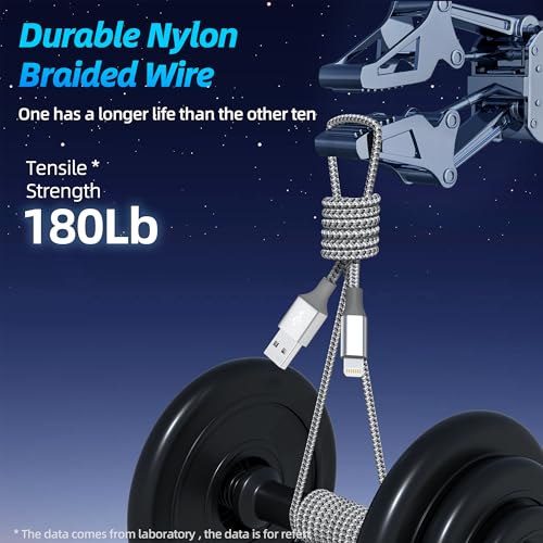 iPhone Charger 3 Pack 10FT MFi Lightning Cable (Grey White)