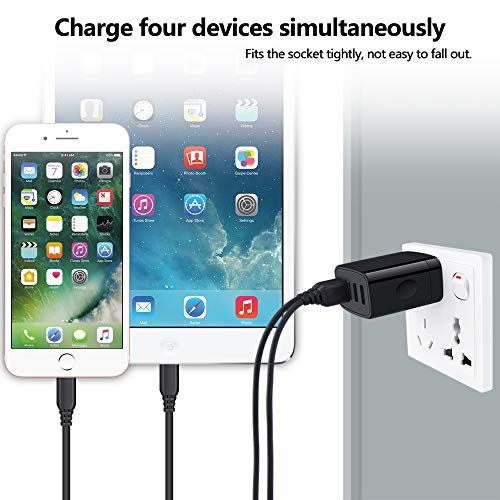iPhone Charger Block, 4.8A Multi Port USB Wall Charger Plug Power Adapter - color: all black