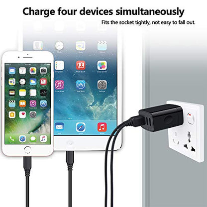 iPhone Charger Block, 4.8A Multi Port USB Wall Charger Plug Power Adapter - color: all black