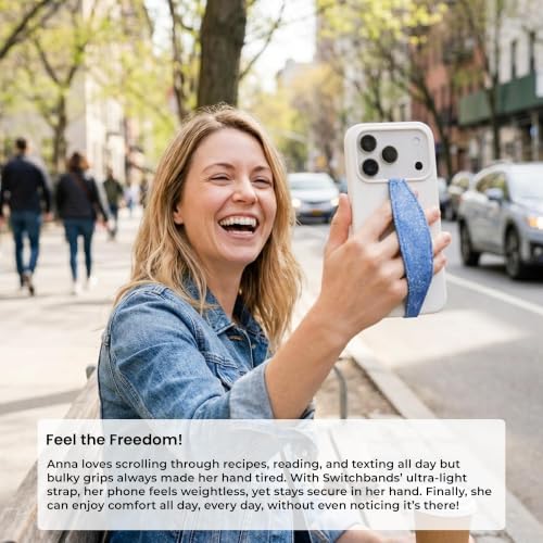 Switchbands Phone Grip Strap – Reversible Cell Phone Grips for Back of Phone, Secure Anti-Drop Elastic Hand Strap, Non Adhesive, Wireless Charging Compatible, Universal Fit – Astral Realm