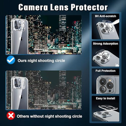 5 in 1 Clear Case for iPhone 15 Pro 6.1-Inch, with 2 Pack Full Coverage Tempered Glass Screen Protectors and Camera Lens Protectors, Non-Yellowing Shockproof Bumper Phone Cover - size: iPhone 15 Pro