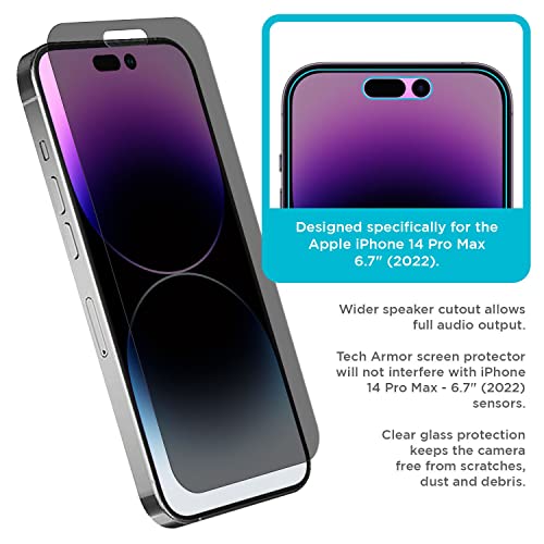 Tech Armor Privacy Glass for iPhone 14 Pro Max Screen Protector 1-Pack - size: iPhone 14 Pro Max-6.7 Inch