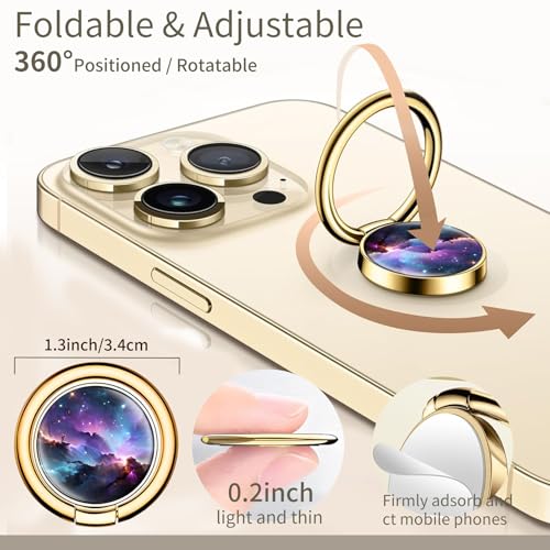 Cell Phone Ring Holder, Cute Phone Ring Grip Stand, 360°Rotation Funny Metal Kickstand Finger Grip Luxury Universe - color: Luxury Universe