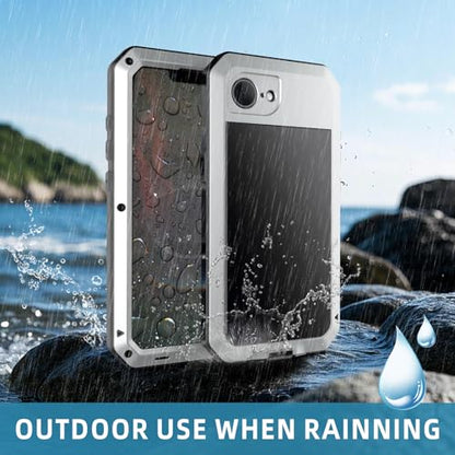 for iPhone 16E Metal Case,Heavy Duty Shockproof Aluminum Alloy Tough Armour Military Grade Phone Case for iPhone 17E,Full Body Protective Cover with Silicone Built-in Screen Protector-Silver - color: Silver