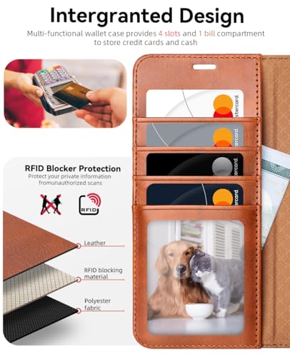 OCASE Compatible with Galaxy S25 Edge Wallet Case, PU Leather Flip Folio Case with Card Holders RFID Blocking Kickstand [Shockproof TPU Inner Shell] Protective Phone Cover 2025, Brown - color: Brown, size: Samsung Galaxy S25 Edge