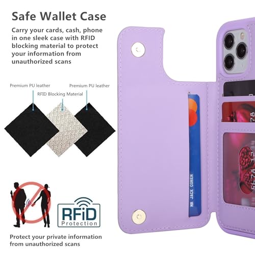 iCoverCase Compatible with iPhone 11 Pro Phone Case with Card Holder, Wallet Case for Women Men RFID Blocking PU Leather Protective Case 5.8 Inch (Light Purple) - color: Light Purple
