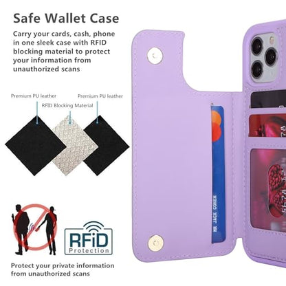 iCoverCase Compatible with iPhone 11 Pro Phone Case with Card Holder, Wallet Case for Women Men RFID Blocking PU Leather Protective Case 5.8 Inch (Light Purple) - color: Light Purple
