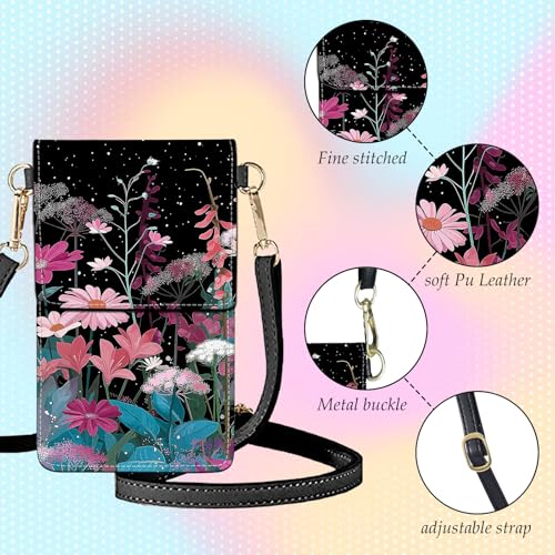 Small Crossbody Bags for Women Touchscreen Cell Phone Bag Cross Body Purses with adjustable Strap,Gifts For Teenage Girls - color: Wild Floral Plants