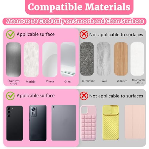 4 Pack Silicone Suction Cup Phone Case Mount Double Sided Detachable, Reusable Strong Grip Holder Hands-Free Phone Accessories for Selfies & Videos (Pink+Clear+Blue+Black) - color: Black+Blue+Clear+Pink