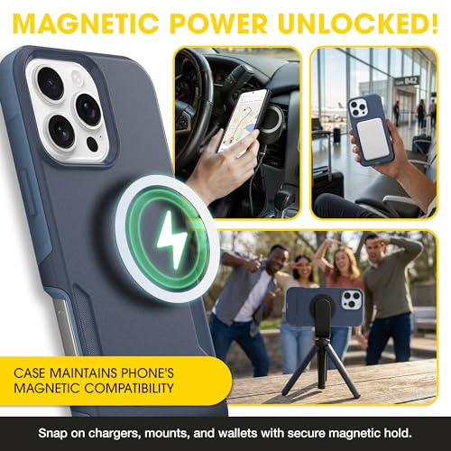 OtterBox iPhone 16 Pro Max – Commuter Series Slim MagSafe Case - Blue Jeans | 3X Military Drop Protection - Dual-Layer Design - Pocket-Friendly - Raised Edges - Port Covers - Non-Retail Packaging - color: Blue Jeans