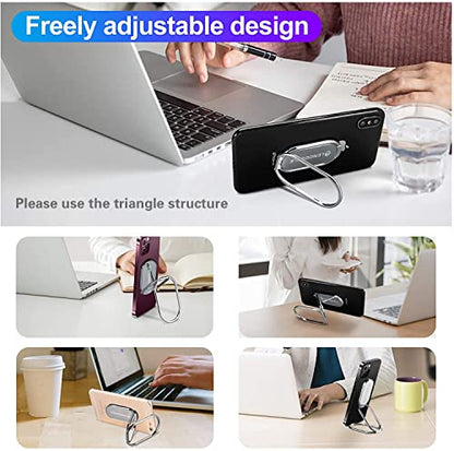 Phone Ring Holder Finger Kickstand, Foldable Cell Phone Stand, Silver - color: Adhesive- Silver