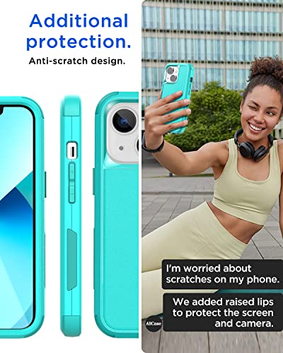 AICase Rugged Case for iPhone 13,Heavy Duty 3-Layer Pocket-Friendly Durable Military Grade Protection Shockproof/Drop Proof Protective Cover for iPhone 13 6.1 inch_3 Mint - color: Mint