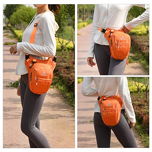Peicees Motorcycle Leg Bag for Men Womens Thigh Bag, Expandable - color: Orange