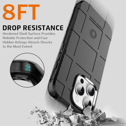 Rugged Shield 8ft Drop Proof TPU Thick Armor Tactical Protective Case Compatible with iPhone 16 Pro (6.3 inches) - Dark Black - color: Dark Black, size: iPhone 16 Pro