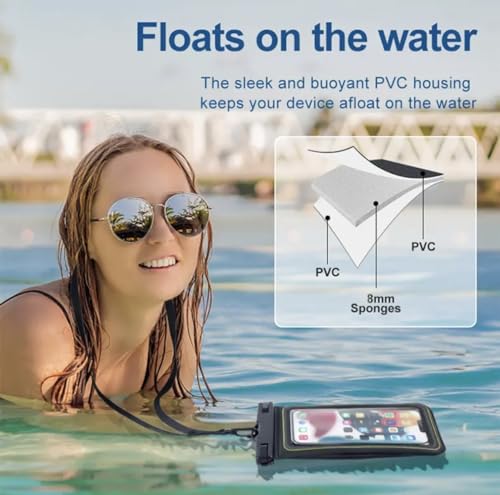 Industrial Field Cases Waterproof Phone Pouch, All Gray/Grey Pouch Cell Phone Floating Pouch with Carrying Strap (Single 6.8) - size: Single 6.8