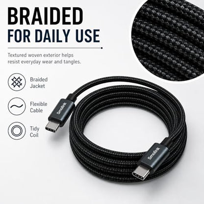 Smolink USB C to USB C Cable 9FT, 60W Fast Charging Cable - color: Black-9Ft