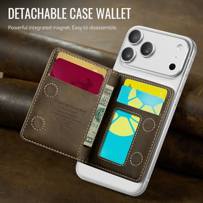 Defencase for Magsafe Wallet Magnetic Card Holder RFID Blocking, R-Brown - color: Retro Brown
