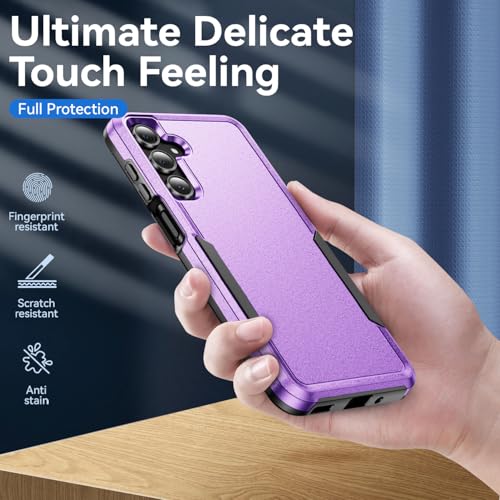 Phone Case for Samsung Galaxy A17 5G Case, Samsung A17 5G Case with Tempered Glass Screen Protector, Soft TPU Hard Back Double Layer Phone Cover (Violet) - color: Violet