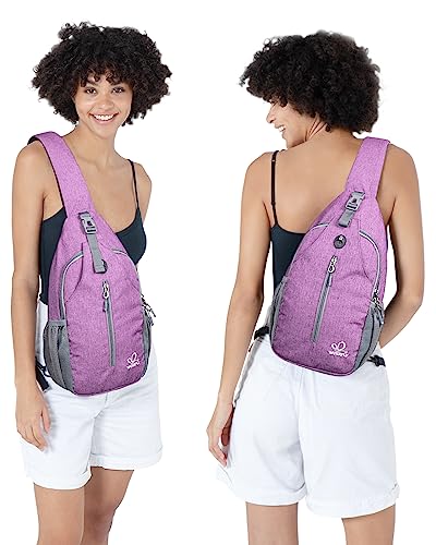 WATERFLY Crossbody Sling Backpack Sling Bag Travel Hiking Chest Bag Daypack | Additional Triangular Strap,Skin-Friendly Shoulder Strap,,Multi-compartment storage,Water-resistant,Breathable back pad - color: Purple(other Style)
