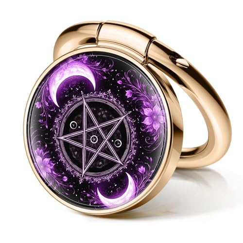 Cell Phone Ring Holder, Cute Metal Phone Grip Stand Finger Ring Kickstand, Flexible 360°Rotation Phone Tablet Case Accessories Compatible with Most Phones Purple Moon Symbol - color: Purple Moon Symbol