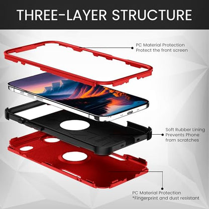 MXX for iPhone 17 Air Case, Heavy Duty 3 in 1 Wing Design Protective Cover with MagSafe, Phone Case 2025 (Red) - color: Red, size: iPhone 17 Air