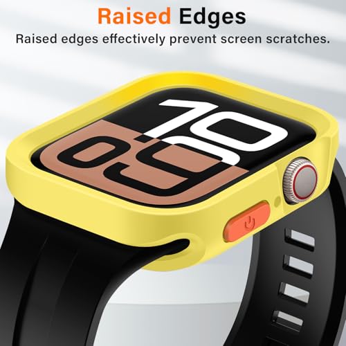 Amizee Rugged Case Compatible with Apple Watch Case Series 11/10 42mm, Soft TPU Shockproof Bumper Drop Proof Protective Cover Compatible with iWatch - Yellow - color: Yellow, size: 42 mm