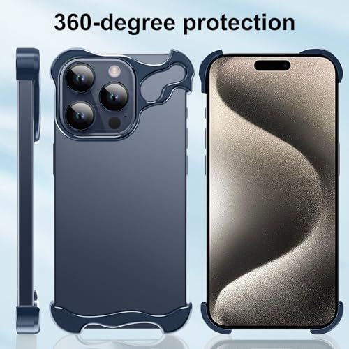 Frameless Phone Case Crafted for iPhone 15 Pro Max Blue - color: Aluminum Blue, size: iPhone 15 Pro Max