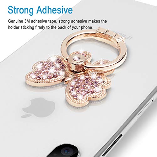 Finger Ring Stand Grip,2 Pack Luxury Glitter Diamond Universal Metal Kickstand for iPhone 16/15/14/13 Pro Max, Galaxy S24/S23/S22 Ultra, Finger Ring Grip Holder for All Smartphone, Pink/Bowknot