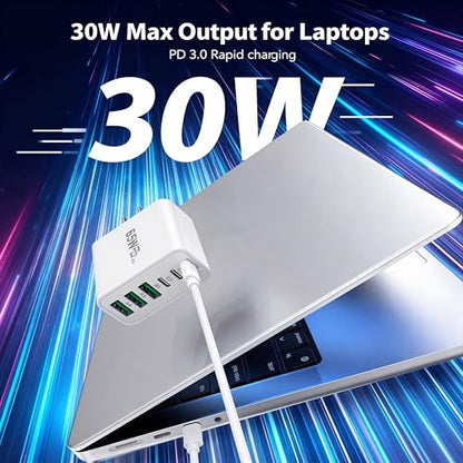 65W USB C Wall Charger Block, 2 Pack GaN 6-Port Charging Brick Fast Charger, 45W PD3.0 Power Adapter Plug Cube for iPhone 17/16/15/14 MacBook Air, iPad, Samsung for Home Travel