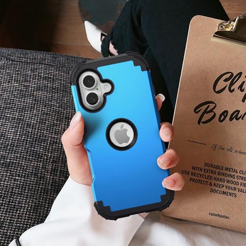 IDweel for iPhone 17 Case with Screen Protector for Women, 3 in 1 Shockproof Slim Fit Hybrid Heavy Duty Hard PC Cover Soft Silicone Bumper Full Body Anti-Fingerprint Case, Sky Blue - color: Sky Blue