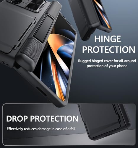 GBEE for Samsung Galaxy Z Fold 4 Case with Card Holder & Kickstand, Black - color: Black