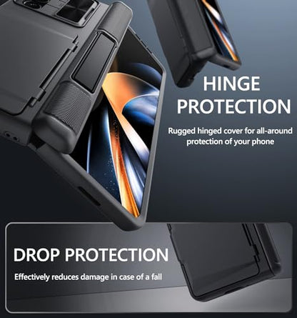 GBEE for Samsung Galaxy Z Fold 4 Case with Card Holder & Kickstand, Black - color: Black