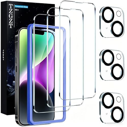 TZGZT 3 Pack Screen Protector for iPhone 14, Tempered Glass, Case Friendly - color: iPhone 14 3+3Pack-Clear