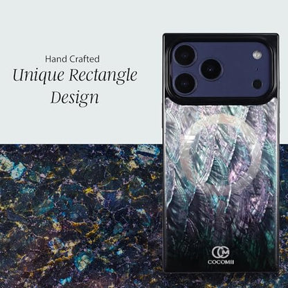 COCOMII Rectangle for iPhone 17 Pro Case, Black Real Mother of Pearl | Compatible with MagSafe Wireless Charging, Shockproof 10ft Drop Protection, Camera & Screen Protection, Premium Glossy Finish - color: Black Real Mother of Pearl, size: iPhone 17 Pro (