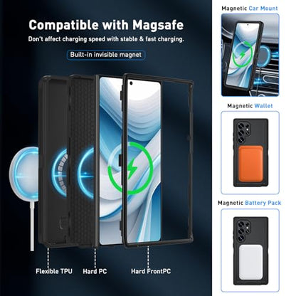 FOR Samsung Galaxy S26 ultra case, S26 ultra Heavy Duty case,with A Tempered Glass Screen Protector, [Military Grade Protective ] [Shockproof] [Dropproof] [Dust-Proof] (with Belt Clip-Magnetic -Black) - color: with Belt Clip-Magnetic -Black