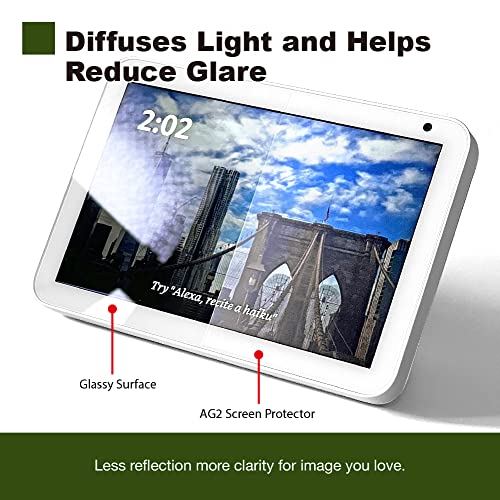Anti Scratch/Anti Glare/Anti Fingerprint Anti-Sparkle AG2 High Transmittance Easy Install [Bubble-Free] Matte Unbreakable PET Screen Protector for Amazon Alexa Echo Show 8 (1st Gen, 2019 release) [2 Pack]