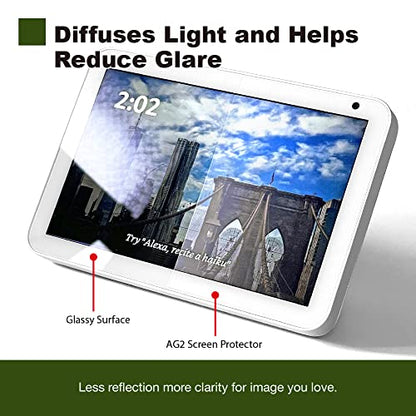 Anti Scratch/Anti Glare/Anti Fingerprint Anti-Sparkle AG2 High Transmittance Easy Install [Bubble-Free] Matte Unbreakable PET Screen Protector for Amazon Alexa Echo Show 8 (1st Gen, 2019 release) [2 Pack]