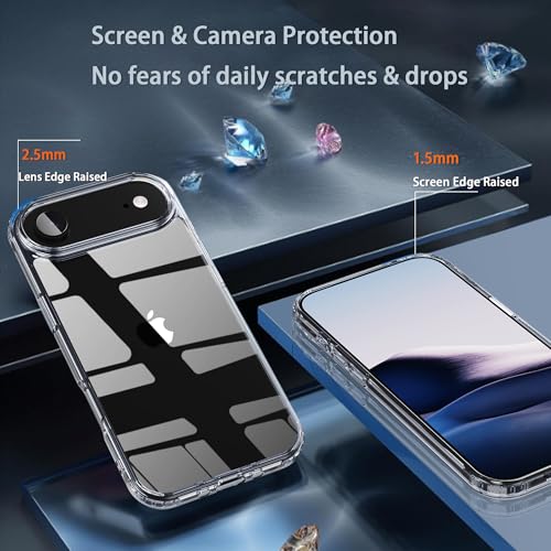 for iPhone 17 air Case Transparent Phone Cover, [10 FT Military Grade Drop Protection] Slim Durable Shockproof Protective Bumper (Transparent, iPhone 17 air) - color: Transparent, size: iPhone 17 Air