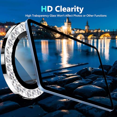 Zeking (2 Set) Bling Camera Lens Protector Compatible with iPad Air 11 (2026) 5G, Glitter Bling Sparkly 9H Tempered Glass Protector Metal Individual Ring (Bling-Silver) - color: BlingGold