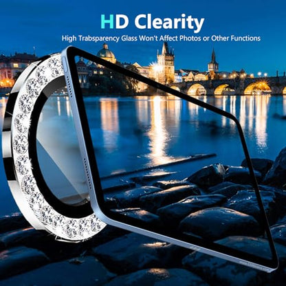 Zeking (2 Set) Bling Camera Lens Protector Compatible with iPad Air 11 (2026) 5G, Glitter Bling Sparkly 9H Tempered Glass Protector Metal Individual Ring (Bling-Silver) - color: BlingGold