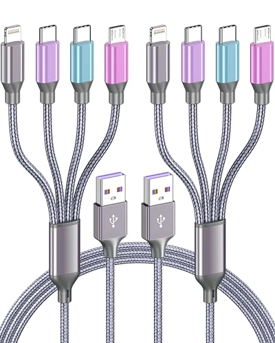 4 in 1 Multi Charging Cable 4ft 2 Pack,Braided MFi Certified Charger Cable - color: Multicolor-4ft-2Pack