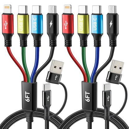 Minlu 4 in 2 Multi Charging Cable,USB C Charging Cords for Multiple Devices