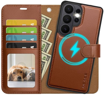 OCASE for Samsung Galaxy S26 Ultra Detachable Wallet Case with Card Holder, [2 in 1] PU Leather Flip Folio Case with RFID Blocking Stand Wrist Strap Shockproof Phone Cover 2026, Litchi Brown - color: Litchi Brown, size: Samsung Galaxy S26 Ultra