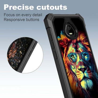 for Schok Volt Sv67q Sv67332 Case with Screen Protector, Military Grade Drop Protection, Dual Layer Hybrid Shockproof Protection TPU Phone Case for Schok Volt Sv67q, Lion - color: Lion