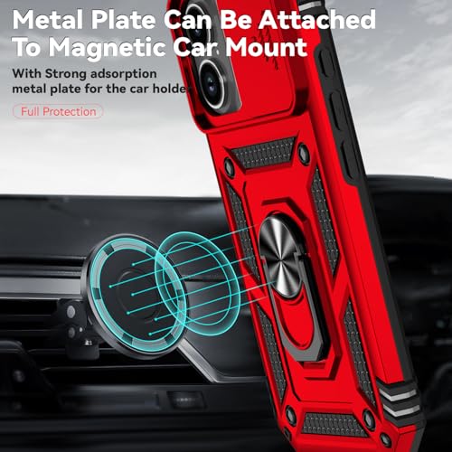 for iPhone 17 Case, with Slide Camera Cover HD Screen Protector [Military Grade 16ft. Drop Tested] Ring Holder Kickstand Protective Phone Case for Apple iPhone 17, Red - color: Red w/ Slide Camera 2nd gen. Military Grade