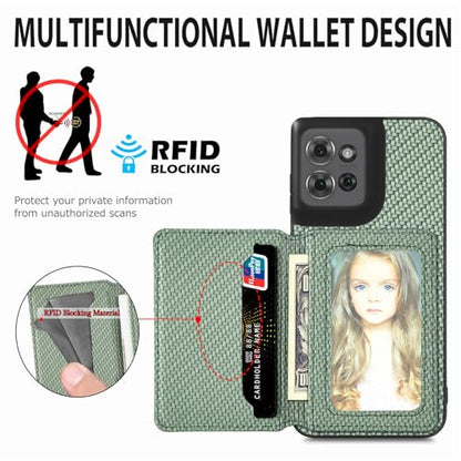 for Motorola Moto G Power 2026 Case Wallet with Card Holder Black | Shockproof Protective Phone Cases Cover, Carbon Fiber Pattern Design, Built-in 2 Credit Card Slots, Hidden Magnetic Closure - color: Black