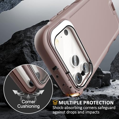Follaroma Magnetic for iPhone 17 Pro Case with Camera Stand, Light Brown | Built-in Glass Camera Cover,Compatible with MagSafe,Heavy Duty Shockproof Protective,Military-Grade Anti-DropDual Layer Cover - color: Brown Pink, size: iPhone 17 Pro 6.3''