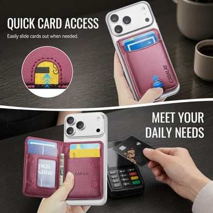 for MagSafe Wallet, Magnetic Phone Wallet RFID Blocking, 6 Cards Holder with Cash Slot,Compatible with Magsafe Phones and Cases for iPhone 17/16/15/14/13/12Pro/Max/Plus - color: wine red