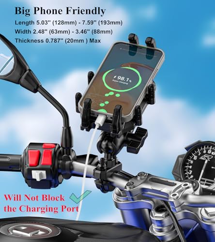 BRCOVAN Motorcycle Phone Mount Holder with Vibration Dampener & Secure Lock